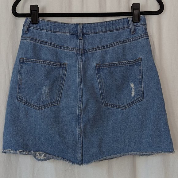 H&M Distressed Denim Midi Skirt Size 4 - Picture 10 of 14